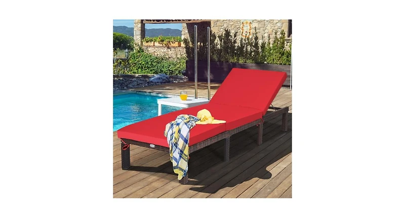 Outdoor Rattan Adjustable Cushioned Chaise