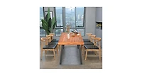Acacia Wood Outdoor Dining Table Patio with Umbrella Hole
