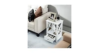 2-Tier 16 x 14 Inch Multifunctional Nightstand with Storage Drawer