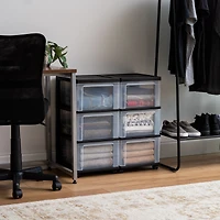 Iris Usa Plastic 3 Drawer Slim Narrow Storage Drawer Cart with 4 Caster Wheels for Home, Closet, Bedroom, Bathroom, Office, Laundry, Kitchen, Craft Ro