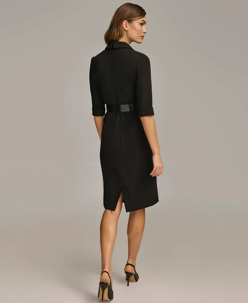 Donna Karan New York Women's Belted Knee-length V-neck Jacket Dress
