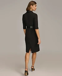 Donna Karan New York Women's Belted Knee-length V-neck Jacket Dress