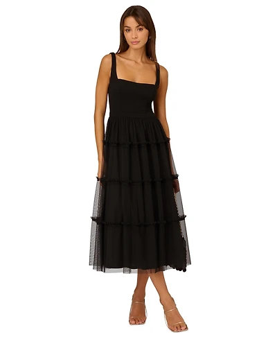 Adrianna Women's Square-Neck Midi Mesh Dress