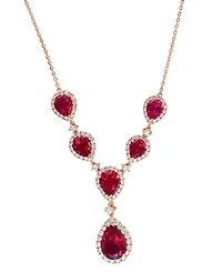 Effy Lab Grown Ruby (16-1/4 ct. t.w.) & Lab Grown Diamond (2-5/8 ct. t.w.) 18" Statement Necklace in 14k Rose Gold