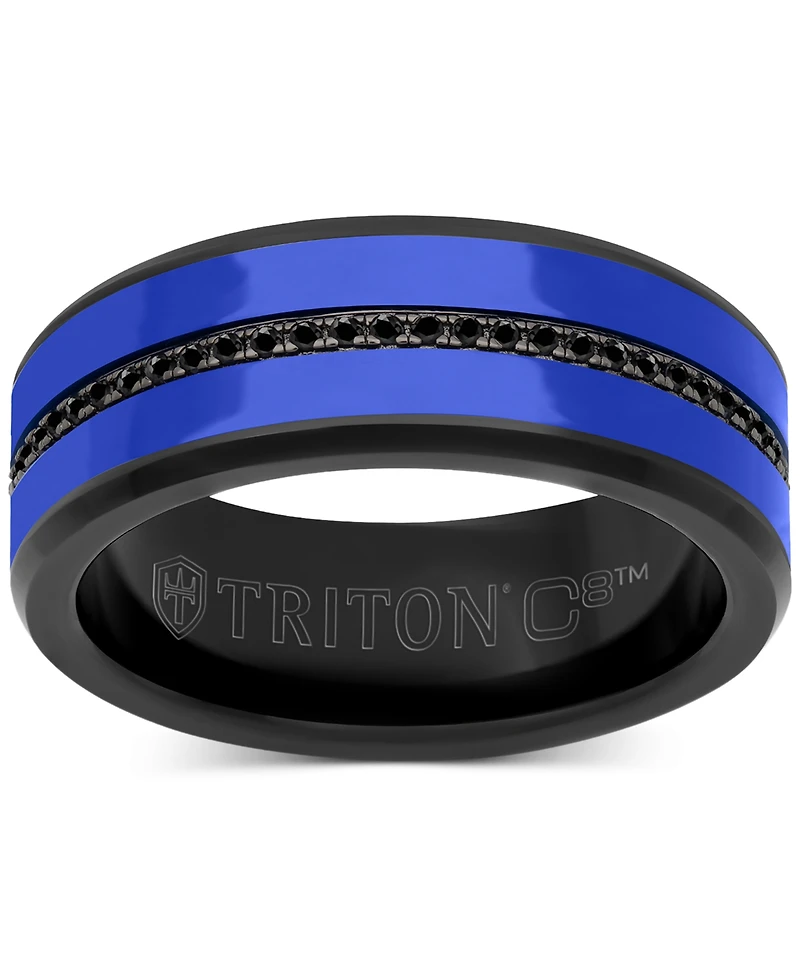 Triton Men's Black Sapphire & Ceramic Wedding Band (1/4 ct. t.w.) Tungsten Carbide
