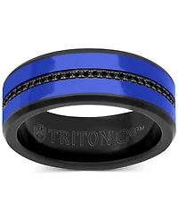 Triton Men's Black Sapphire & Ceramic Wedding Band (1/4 ct. t.w.) Tungsten Carbide