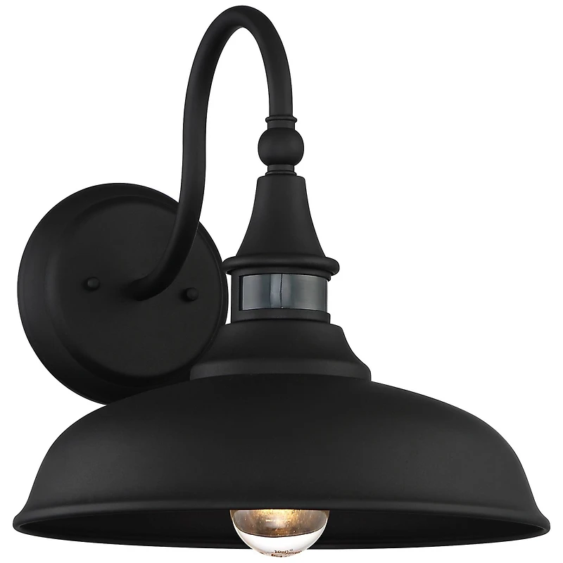 John Timberland Gough Rustic Industrial Farmhouse Outdoor Barn Light Fixture Texturized Black Dusk To Dawn Motion Sensor Dark Sky 12 1/2" for Ext
