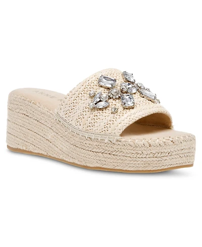 Anne Klein Women's Crystal Espadrille Wedge Sandals