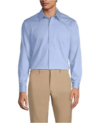 Lands' End Men's Solid No Iron Supima Pinpoint Straight Collar Dress Shirt