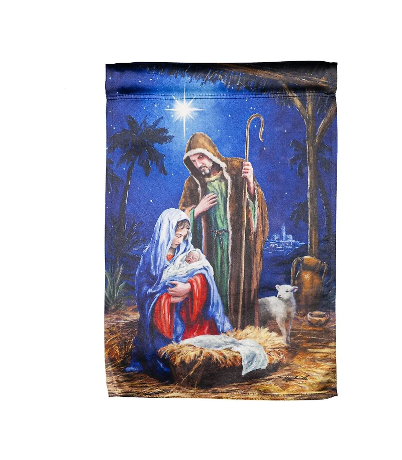 Holy Night Nativity Garden Lustre Flag