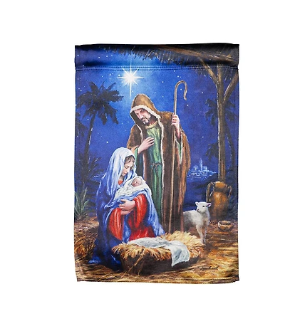 Holy Night Nativity Garden Lustre Flag