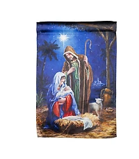 Holy Night Nativity Garden Lustre Flag