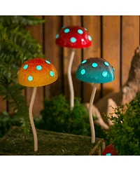 Evergreen 12.5"H Glow in the Dark Mushroom Plant Pick, Red- Fade and Weather Resistant Outdoor Decor for Homes, Yards and Gardens