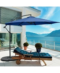Slickblue Offset Cantilever Umbrella with 8 Ribs and Cross Base for Patio Shade