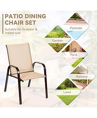 2 Pcs Patio Chairs Outdoor Dining Chair with Armrest
