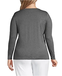 Lands' End Women's Plus Relaxed Supima Cotton Long Sleeve V-Neck T-Shirt