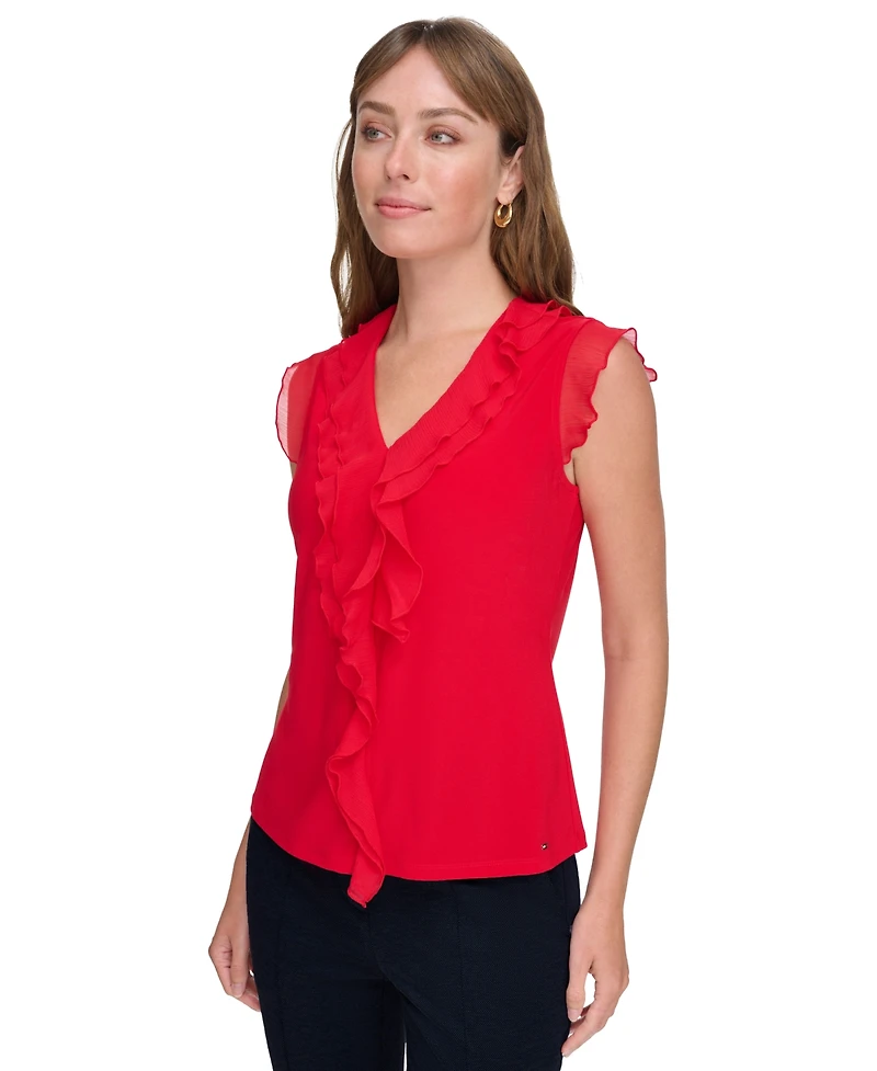 Tommy Hilfiger Women's Ruffled Mixed-Media Top