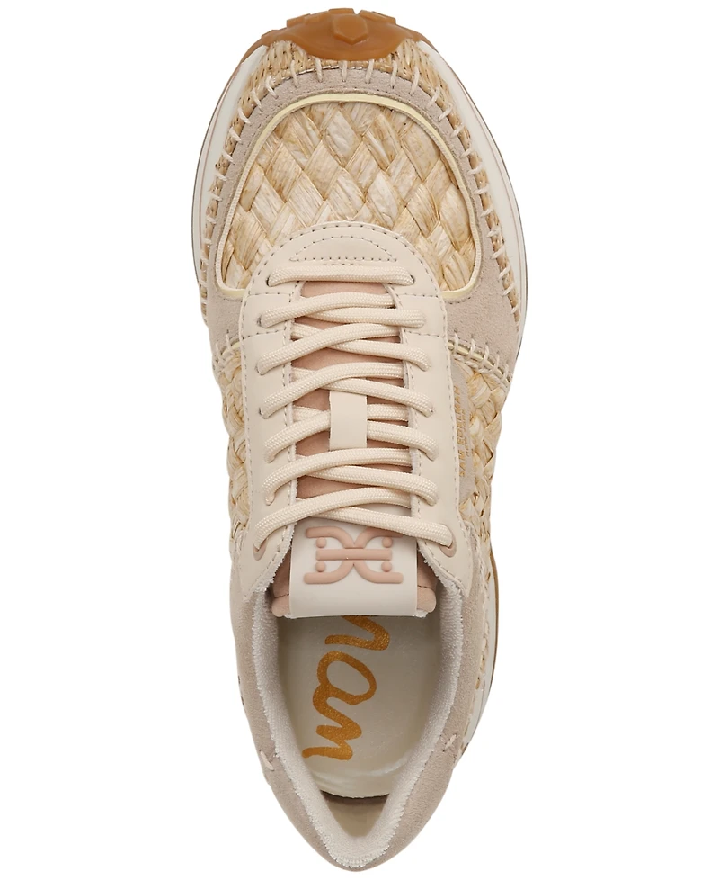 Sam Edelman Women's Jianna Raffia Lace-Up Trainer Sneakers
