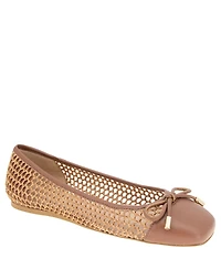 BCBGeneration Women's Hartly Woven Raffia Square Toe Ballet Flats