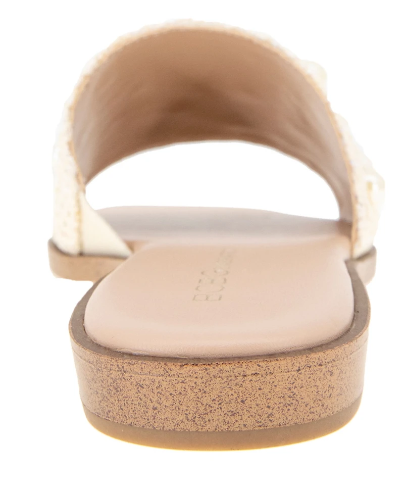 BCBGeneration Women's Lonnie Pearl Raffia Slide Flat Sandals