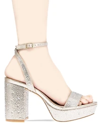 BCBGeneration Women's Pristal Rhinestone Platform Buckle Dress Sandals