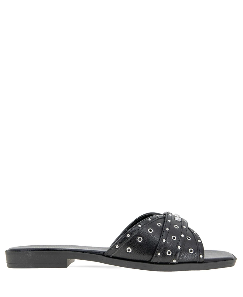 BCBGeneration Women's Lucca Studded Slide Flat Sandals