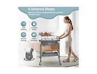 Portable Baby Changing Table with Storage Basket and Shelves