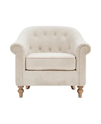 Martha Stewart Fayette 35" Tufted Fabric Upholstered Accent Arm Chair