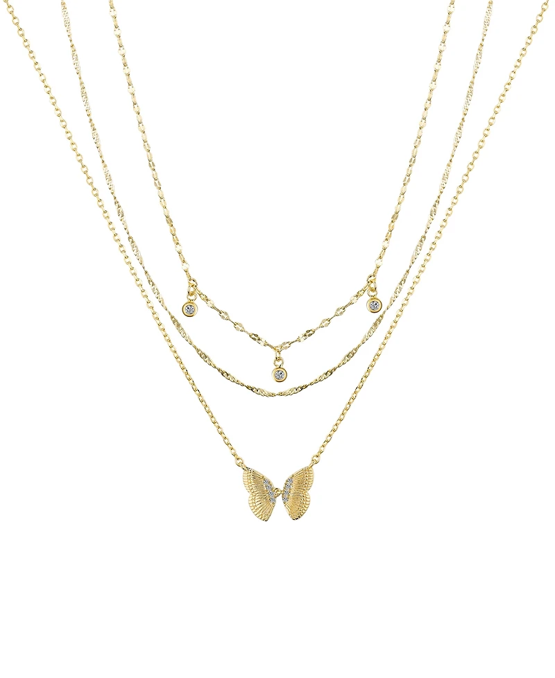 Unwritten Cubic Zirconia Butterfly Necklace Set