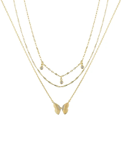 Unwritten Cubic Zirconia Butterfly Necklace Set
