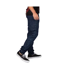 Men's Cut & Sewn Detail Curved Leg Slim Taper Moto Jeans