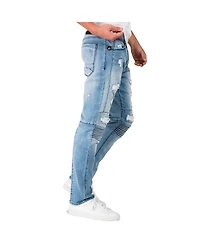Men's Slim Tapered Premium Stretch Denim Moto Jeans