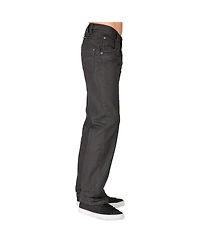 Men's Relaxed Straight Leg coated Black Premium Denim Jeans Zipper Pocket