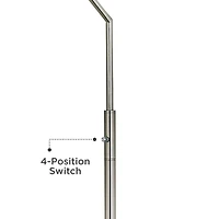 Modern Arc Floor Lamp Standing 71 1/2" Tall Brushed Nickel Silver Metal Blue Textured Faux Silk Fabric Shade Decor for Living Room Reading House Bedro