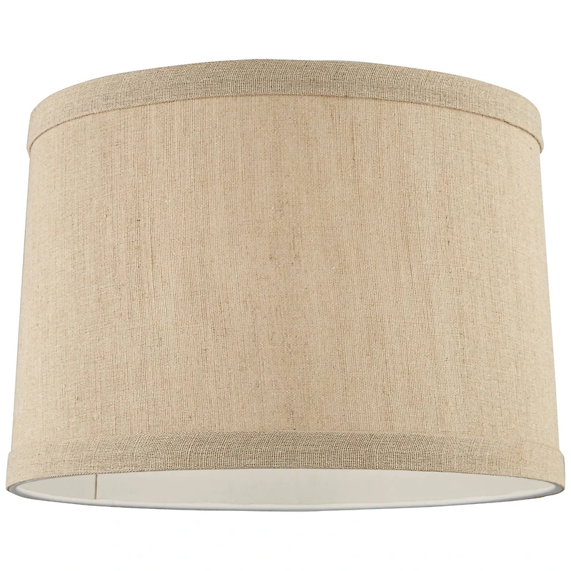 Springcrest Taupe Linen Small Hardback Drum Lamp Shade 15" Top x 16" Bottom x 11" Slant x 11" High (Spider) Replacement with Harp