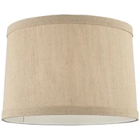 Springcrest Taupe Linen Small Hardback Drum Lamp Shade 15" Top x 16" Bottom x 11" Slant x 11" High (Spider) Replacement with Harp