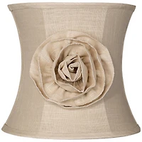 Springcrest Almond Linen with Flower Small Drum Lamp Shade 11" Top x 12" Bottom x 11" High (Spider) Replacement with Harp and Finial