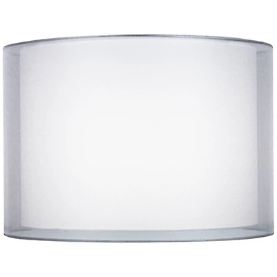 Springcrest Silver and White Double Sheer Medium Drum Lamp Shade 16" Top x 16" Bottom x 11" High (Spider) Replacement with Harp and Fin