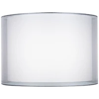 Springcrest Silver and White Double Sheer Medium Drum Lamp Shade 16" Top x 16" Bottom x 11" High (Spider) Replacement with Harp and Fin