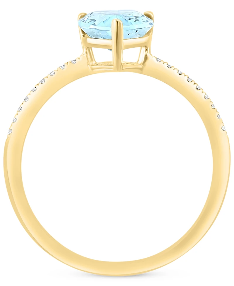 Effy Aquamarine (1-1/2 ct. t.w.) & Diamond (1/20 ct. t.w.) Pear Ring in 14k Gold