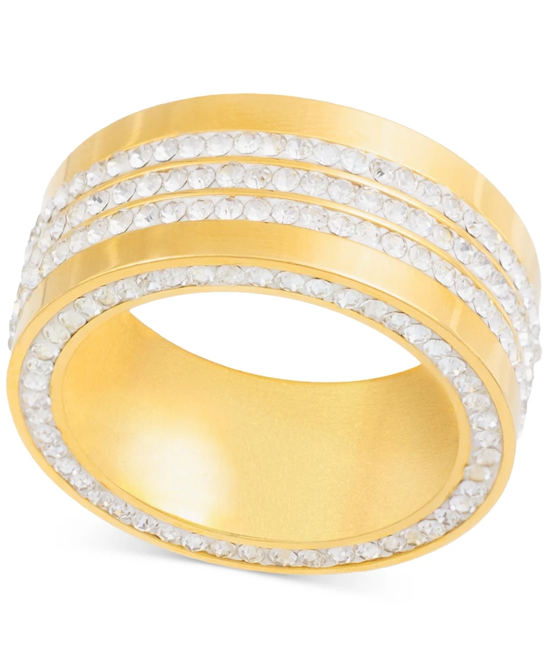Legacy for Men by Simone I. Smith Men's Crystal Wide Band Gold-Tone Ion-Plated Stainless Steel