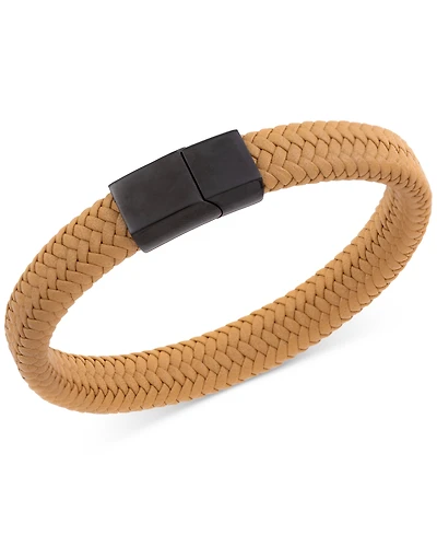 Legacy for Men by Simone I. Smith Men's Braided Fiber Bracelet in Black Ion-Plated Stainless Steel