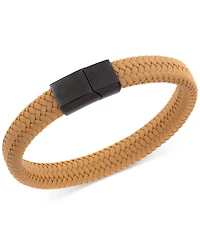 Legacy for Men by Simone I. Smith Men's Braided Fiber Bracelet in Black Ion-Plated Stainless Steel