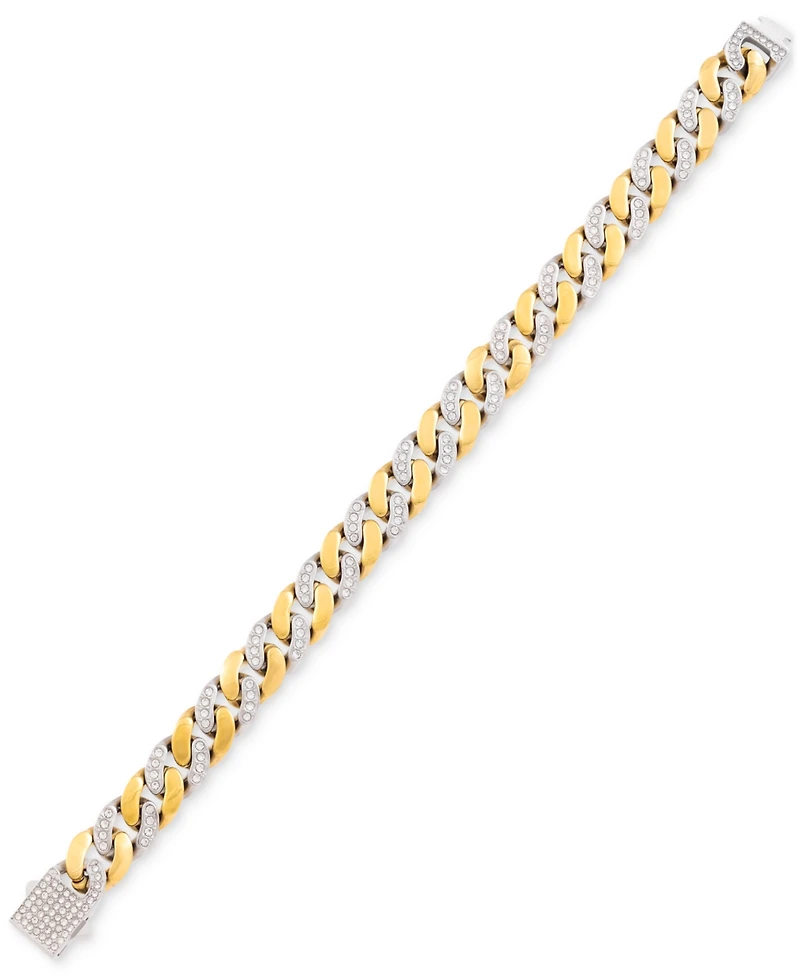 Legacy for Men By Simone I. Smith Men's Crystal Curb Link Bracelet Stainless Steel & Gold-Tone Ion-Plate