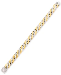 Legacy for Men By Simone I. Smith Men's Crystal Curb Link Bracelet Stainless Steel & Gold-Tone Ion-Plate