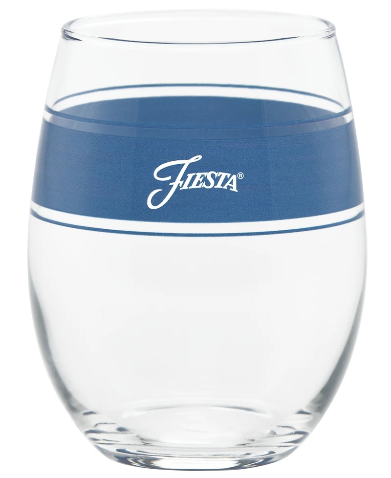Fiesta Coastal Frame 15 Ounce Stemless Wine Glass, Set of 4