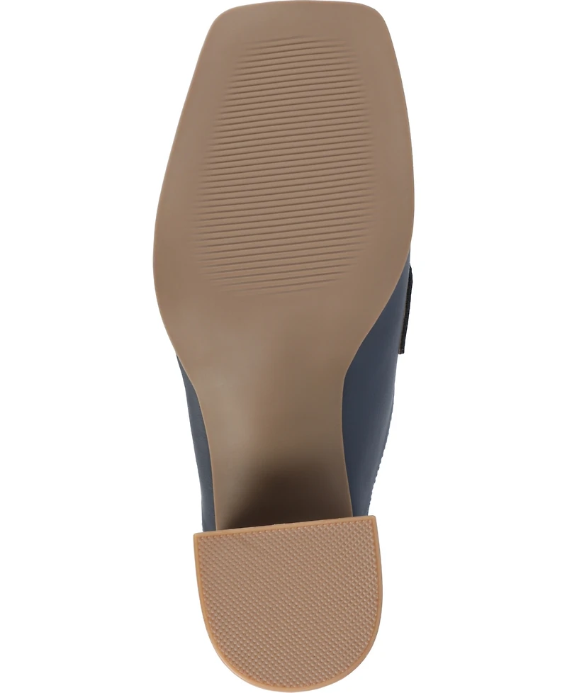 Journee Collection Women's Bayley Square Toe Block Heel Loafer Mules