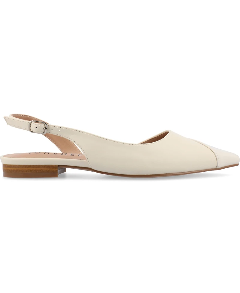 Journee Collection Women's Daphnne Slingback Pointed Cap Toe Flats