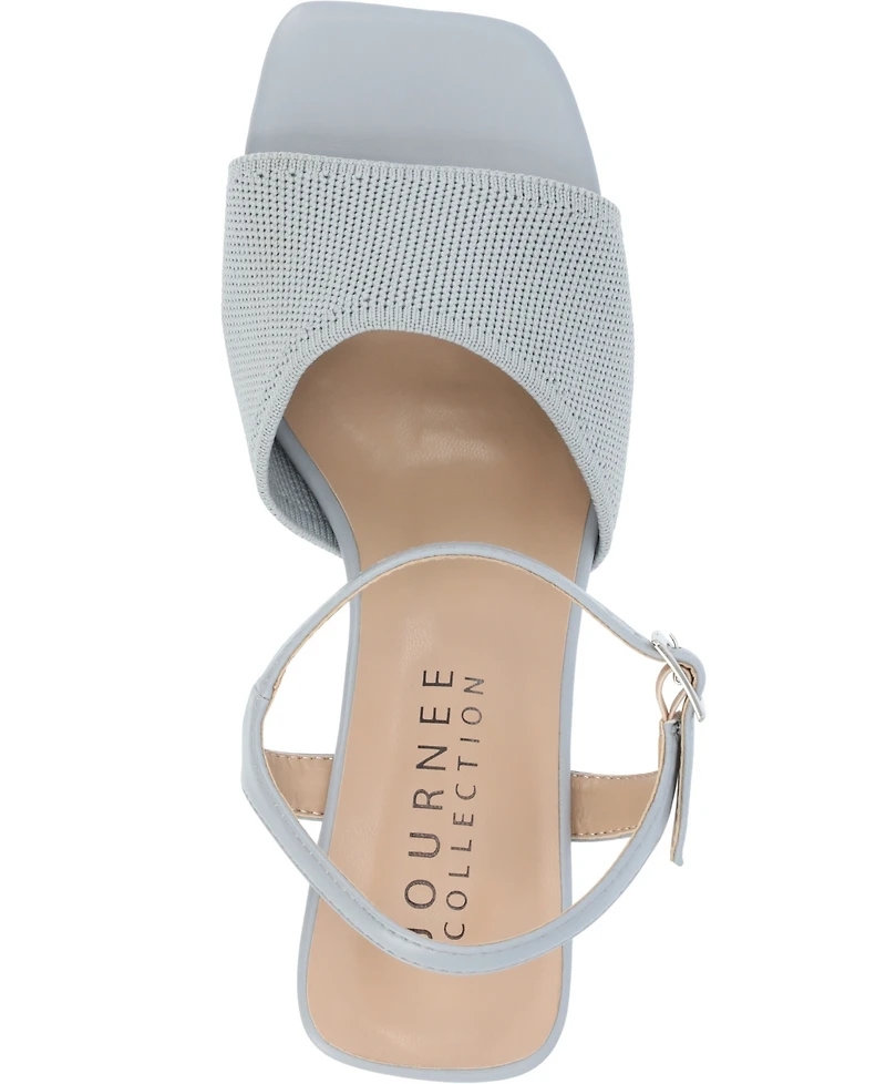 Journee Collection Women's Evylinn Knit Block Heel Dress Sandals
