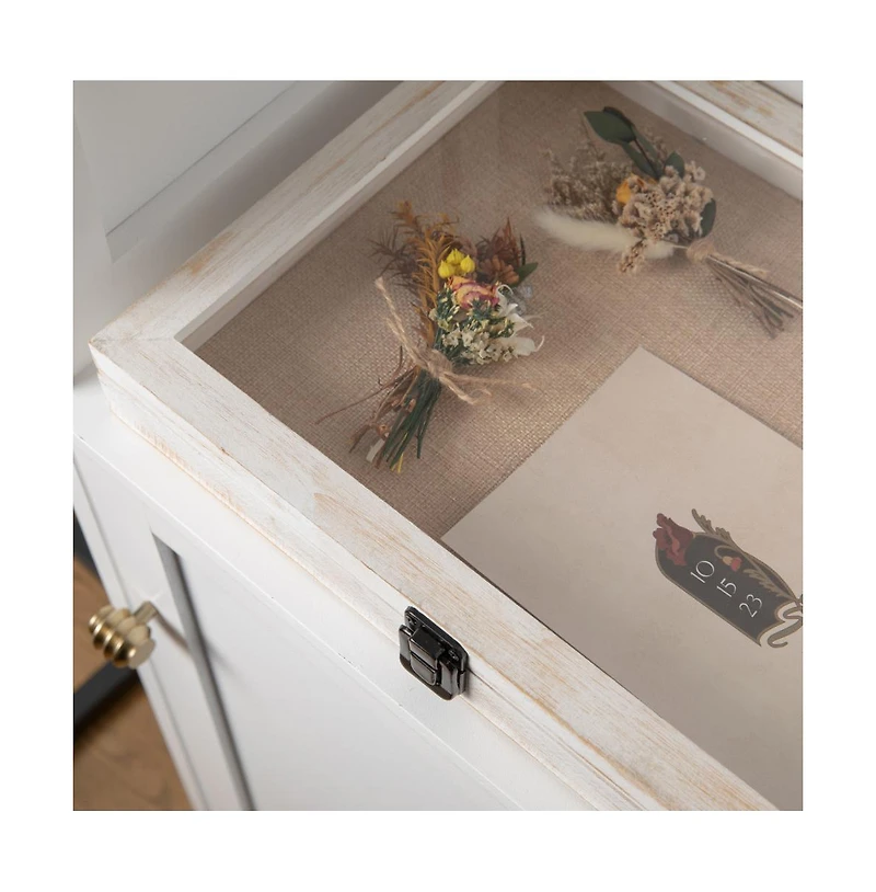 Wood Shadow Box Display Case - Solid Wood With Acrylic Window - Security Latch - For Mementos And Keepsakes